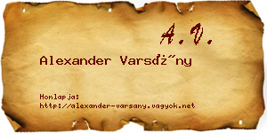 Alexander Varsány névjegykártya
